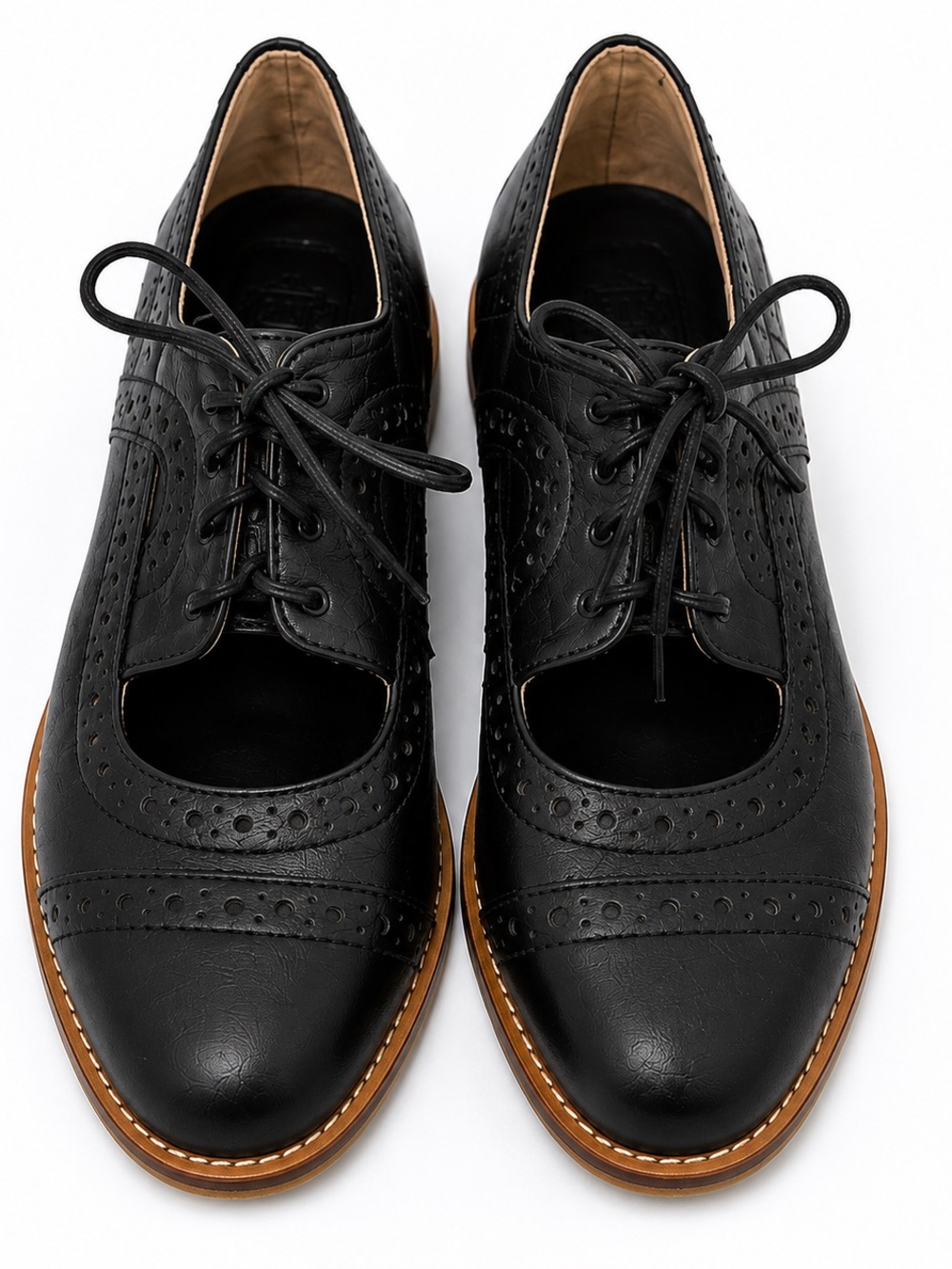 ELF Black Wingtip Lace-Up Oxford with Tan Sole